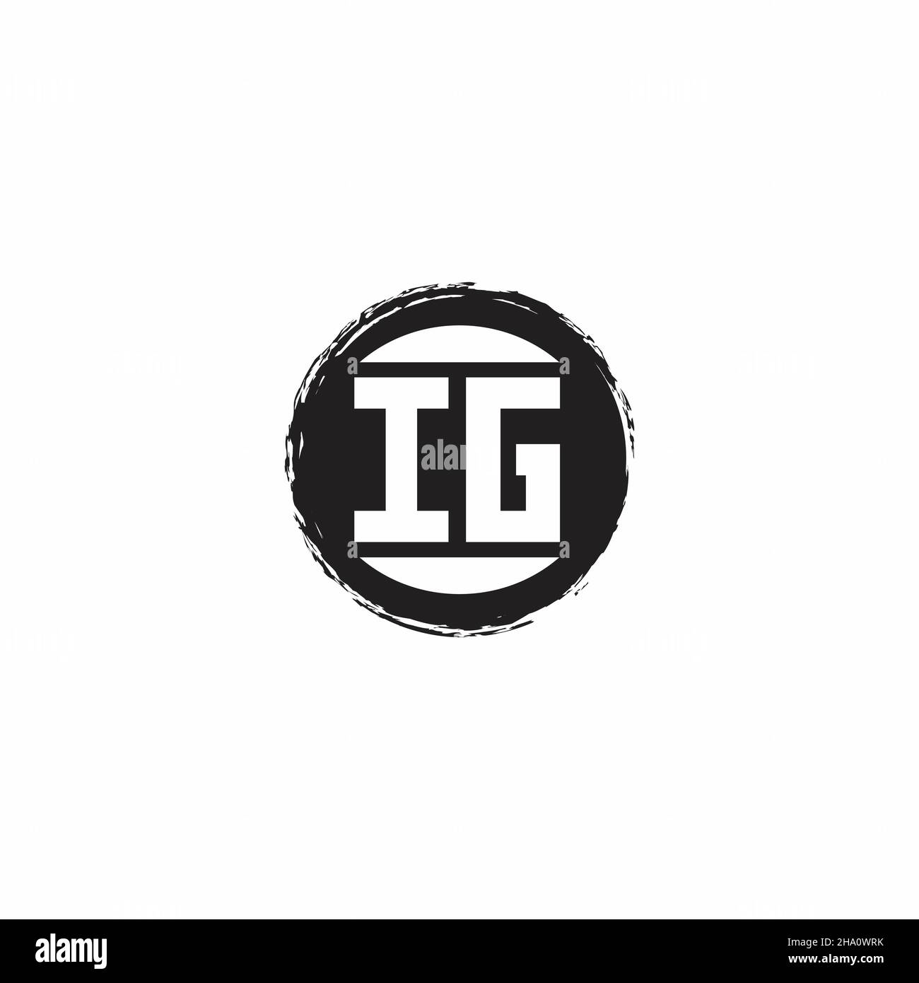 IG Logo Initial Letter Monogram con dima di disegno a forma di cerchio astrac isolata su sfondo bianco Illustrazione Vettoriale