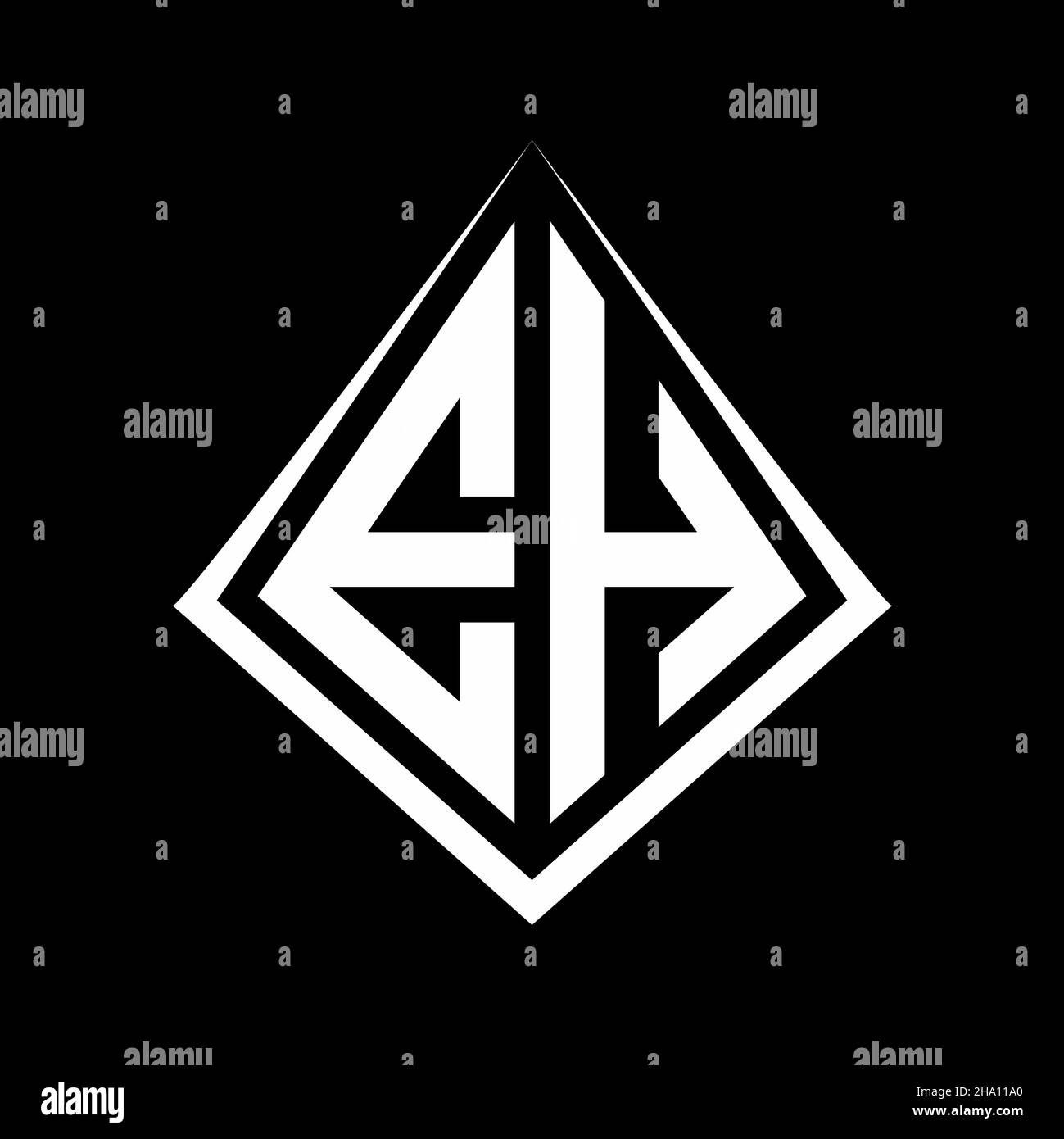 Monogramma con logo EH e modello di disegno prisma icona vettoriale moderna Illustrazione Vettoriale
