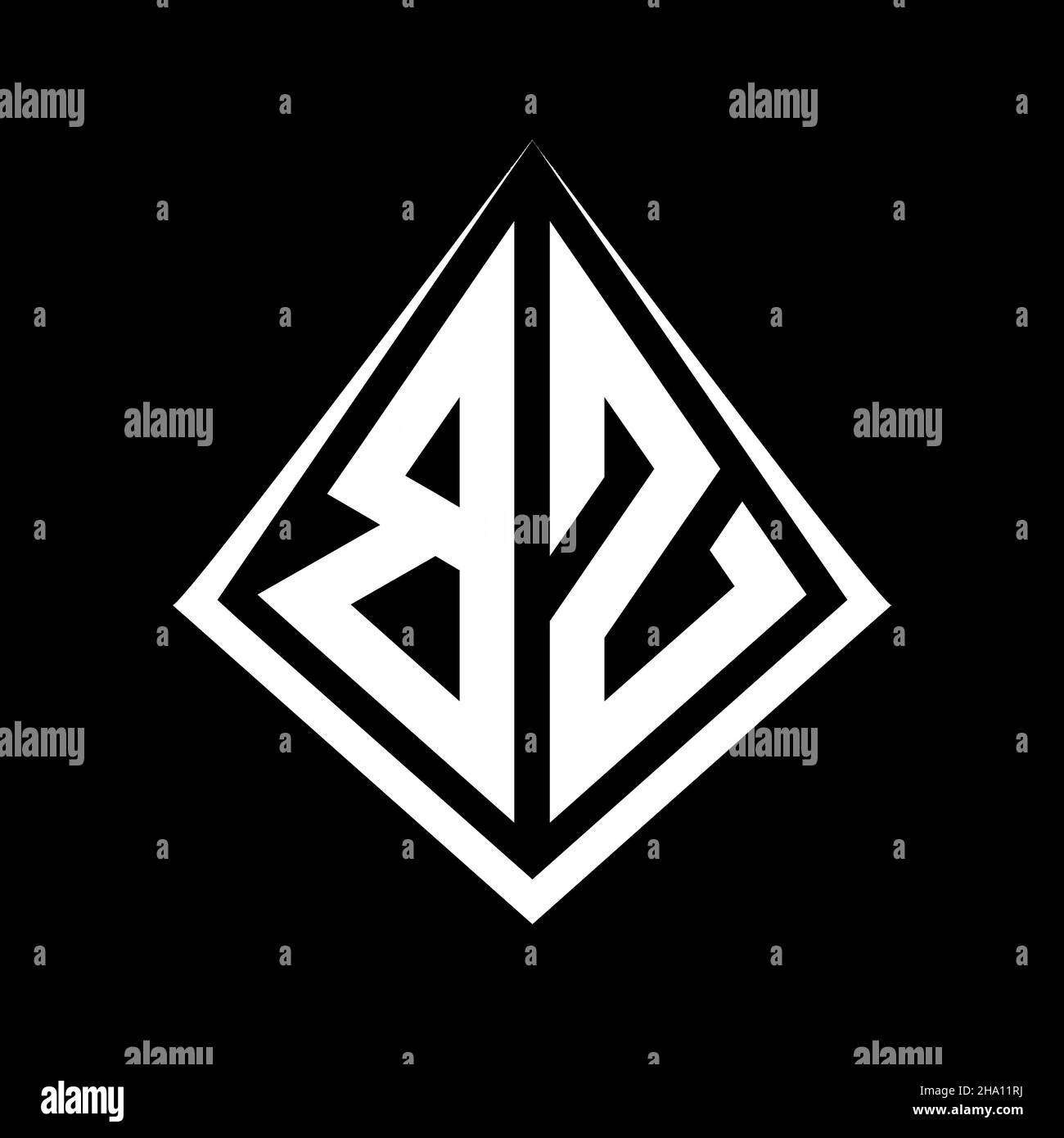 Logo BZ monogramma con disegno forma prisma vettore icona moderna Illustrazione Vettoriale