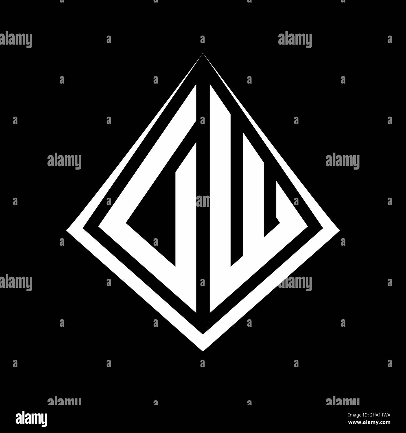 Monogramma con logo DW con modello di disegno prisma icona vettoriale moderna Illustrazione Vettoriale