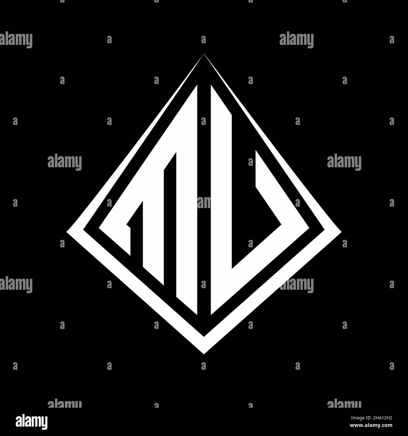 Monogramma di lettere del logo MU con modello di disegno di forma prisma icona vettoriale moderna Illustrazione Vettoriale