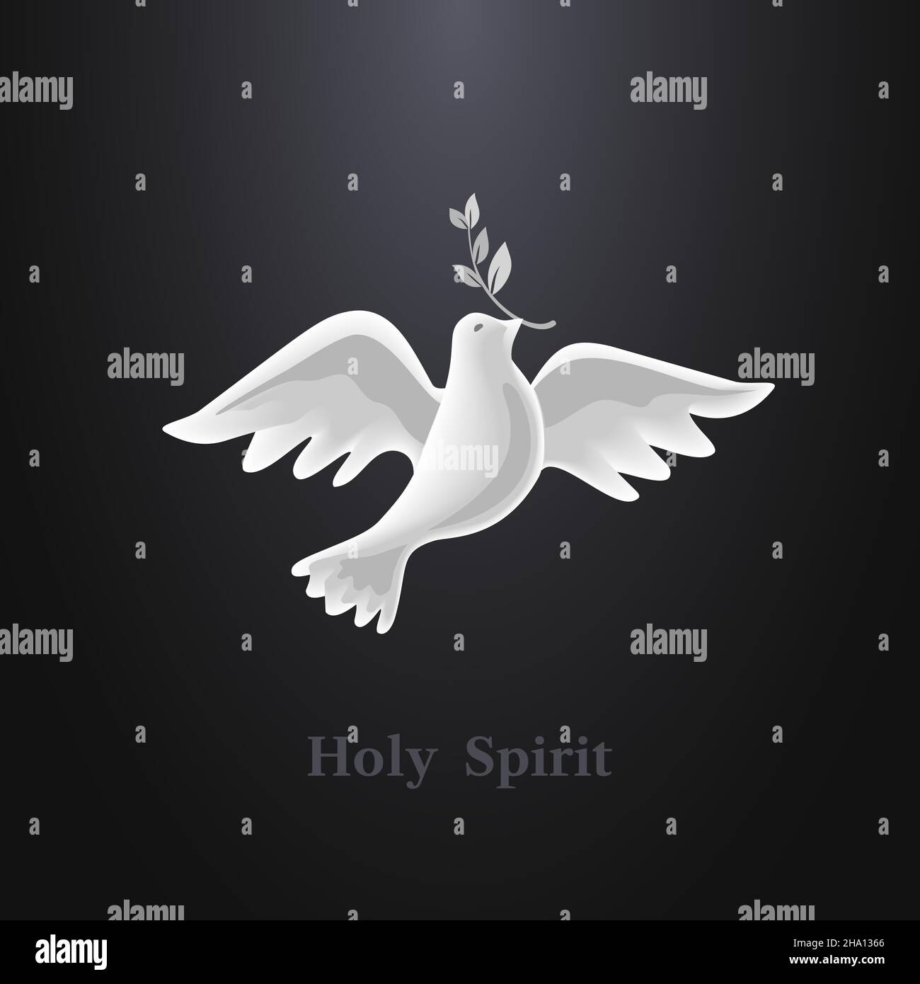 Colomba Spirito Santo con ramo d'oliva Illustrazione Vettoriale