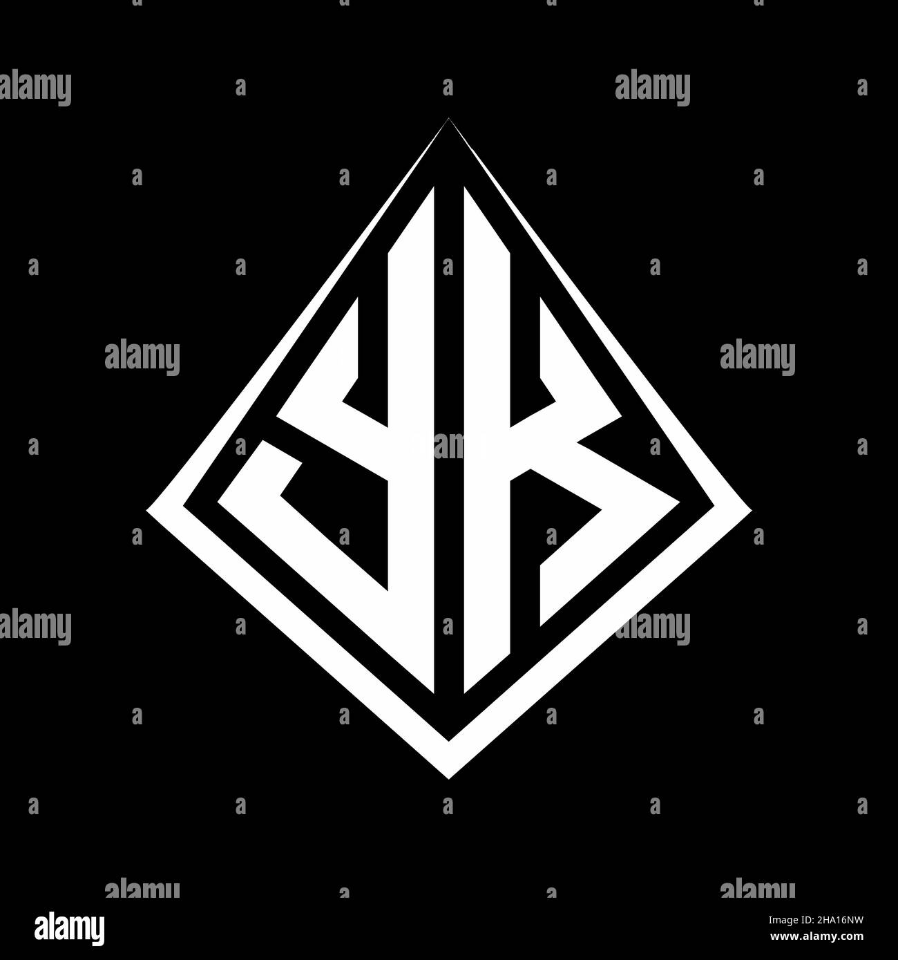 Logo YK lettere monogramma con disegno prisma forma modello icona vettore moderno Illustrazione Vettoriale