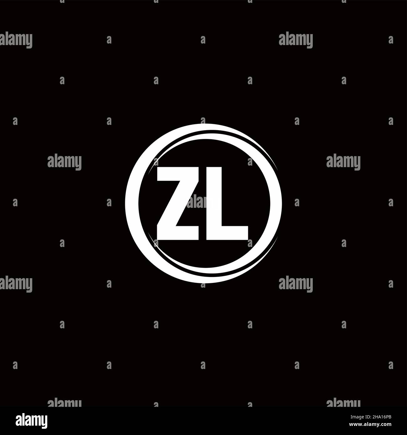 Logo ZL monogramma lettera iniziale con sezione circolare modello di design arrotondato isolato su sfondo nero Illustrazione Vettoriale