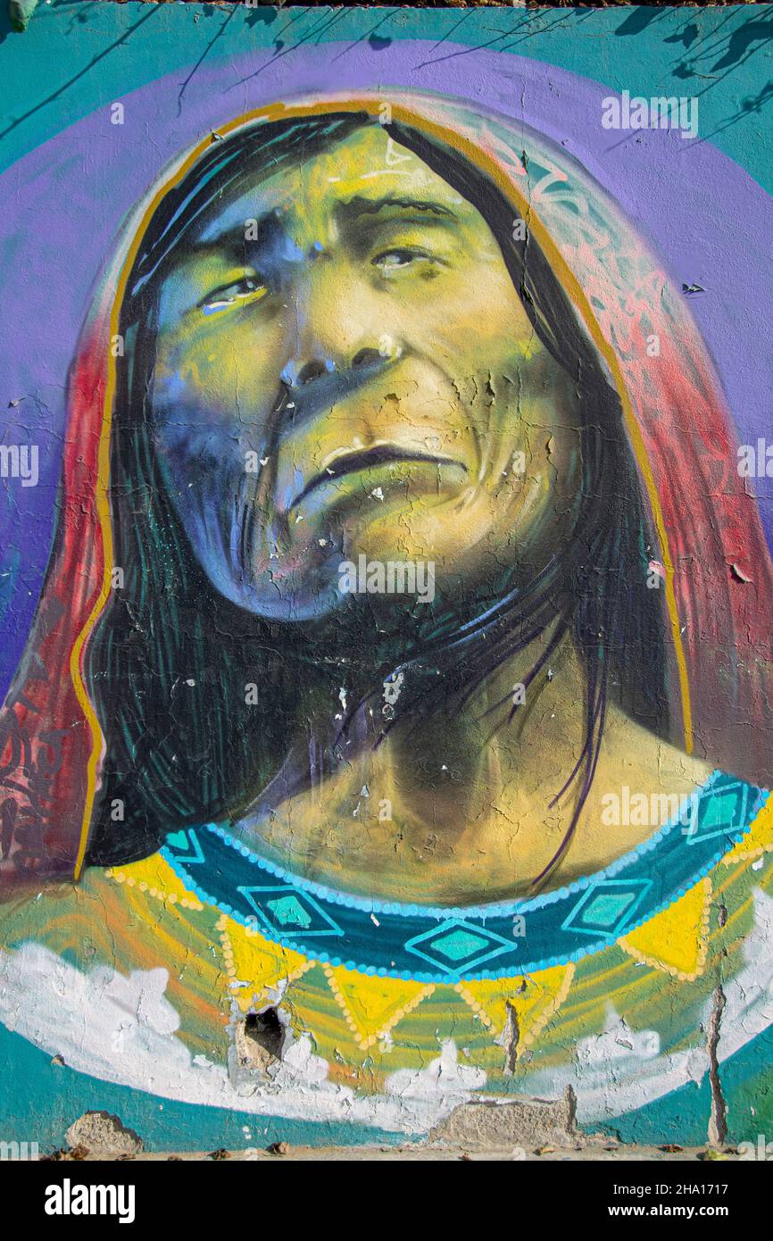 Dipinto di un artista sul Muro che separa Messico e Stati Uniti sul lato Tijuana del confine. Tijuana, Messico. Foto Stock