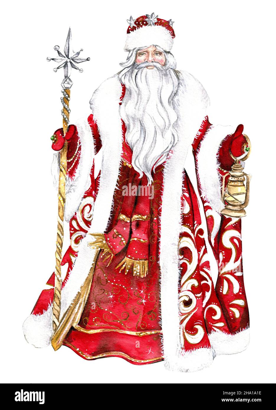 Acquerello Natale Santa Cake Snow maiden Illustrazione Vettoriale