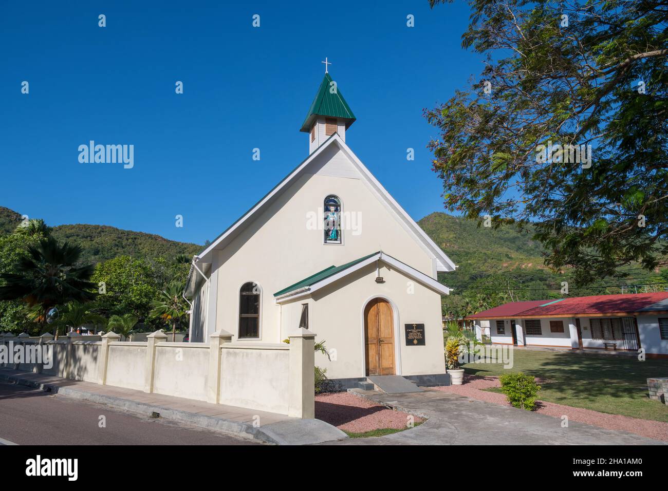 St Matthews Chiesa Anglicana Grand Anse Praslin Seychelles Foto Stock