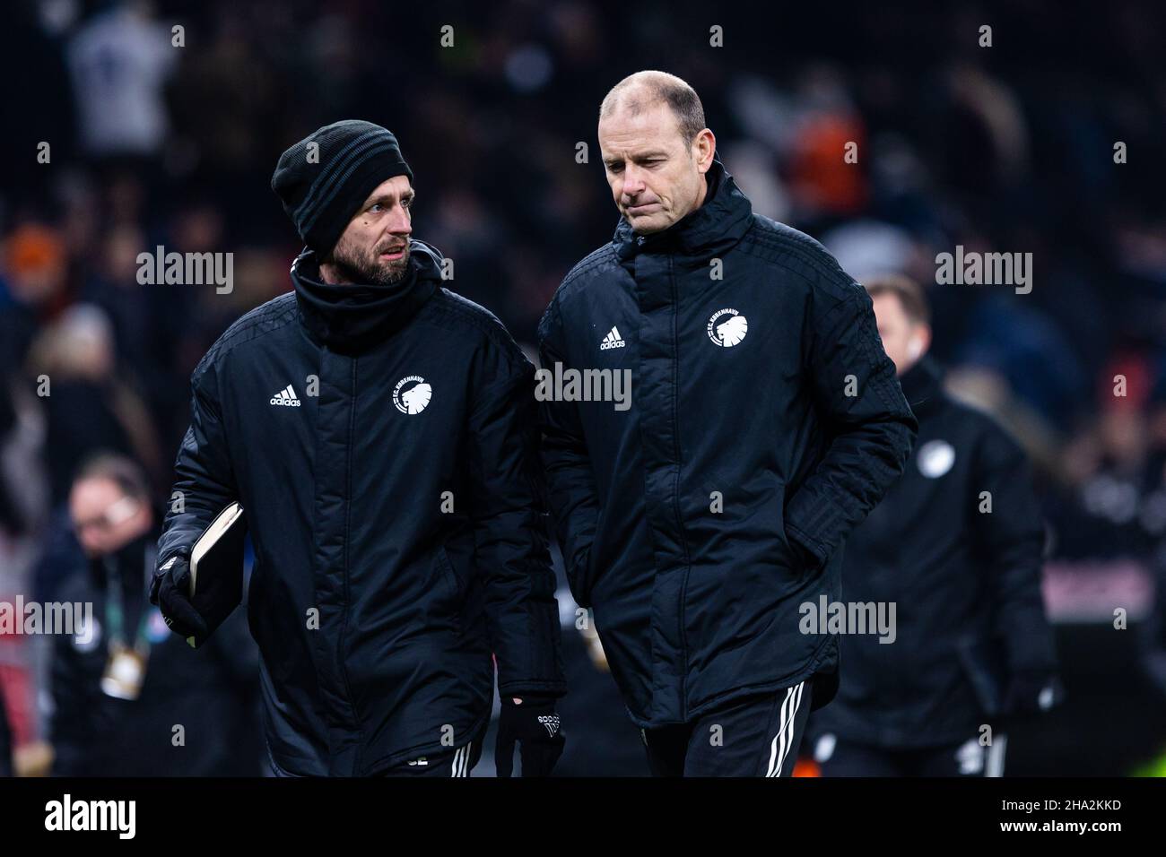 Copenaghen, Danimarca. 09th Dic 2021. L'allenatore Jess Thorup del FC Copenhagen è stato visto durante la partita della UEFA Europa Conference League tra il FC Copenhagen e lo Slovan Bratislava al Parken di Copenhagen. (Photo Credit: Gonzales Photo/Alamy Live News Foto Stock