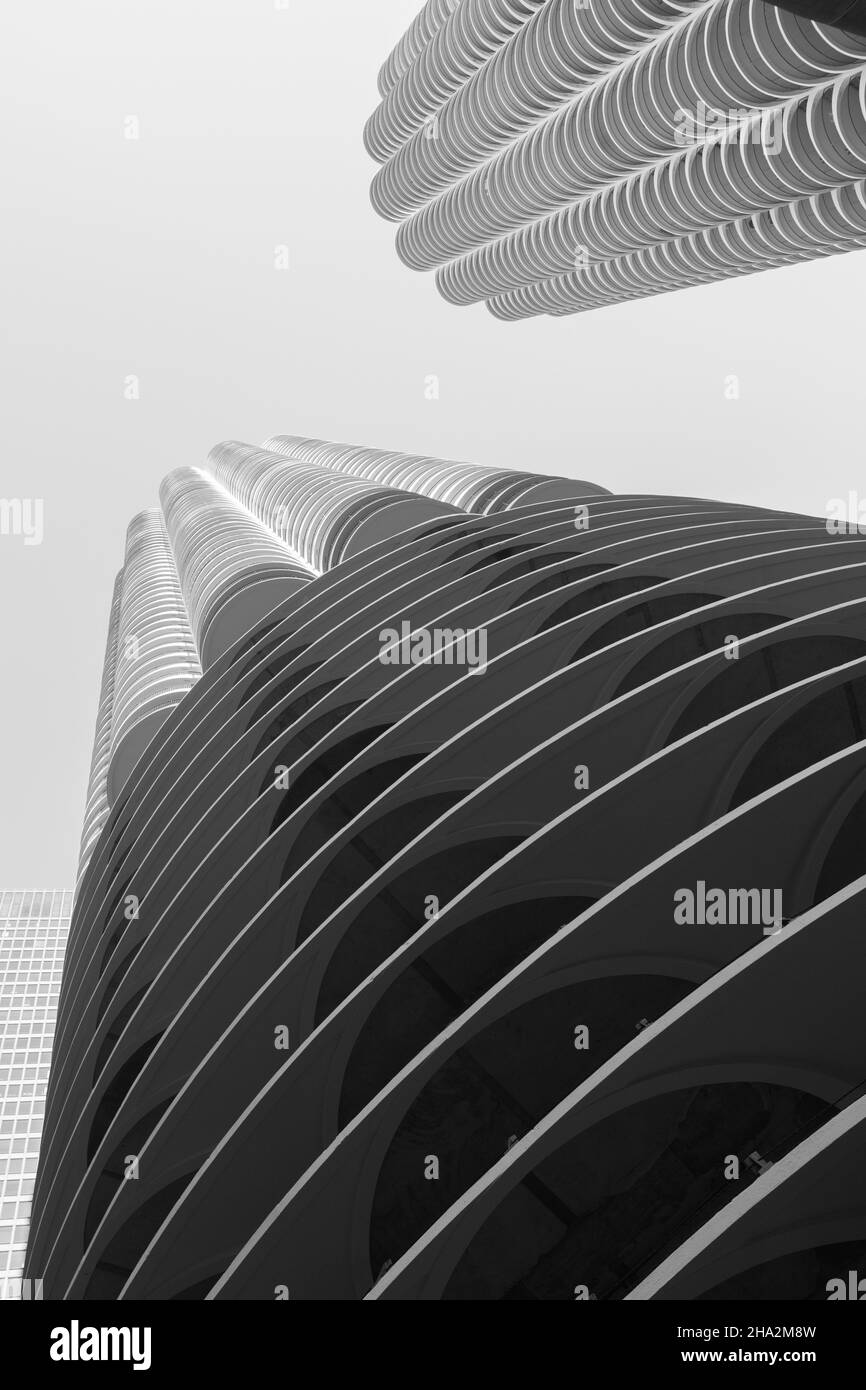 Chicago, Illinois, USA Marina City progettato dall'architetto Bertrand Goldberg. Foto Stock