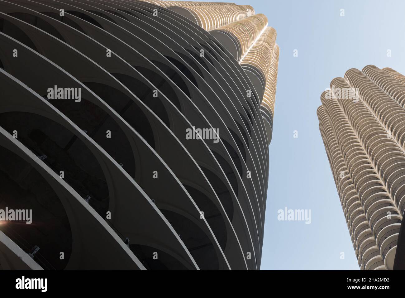 Chicago, Illinois, USA Marina City progettato dall'architetto Bertrand Goldberg. Foto Stock