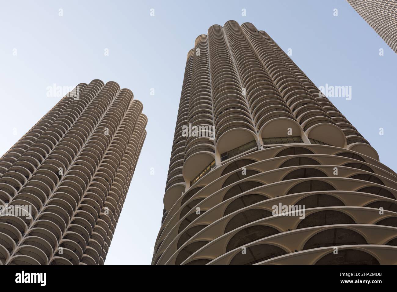 Chicago, Illinois, USA Marina City progettato dall'architetto Bertrand Goldberg. Foto Stock