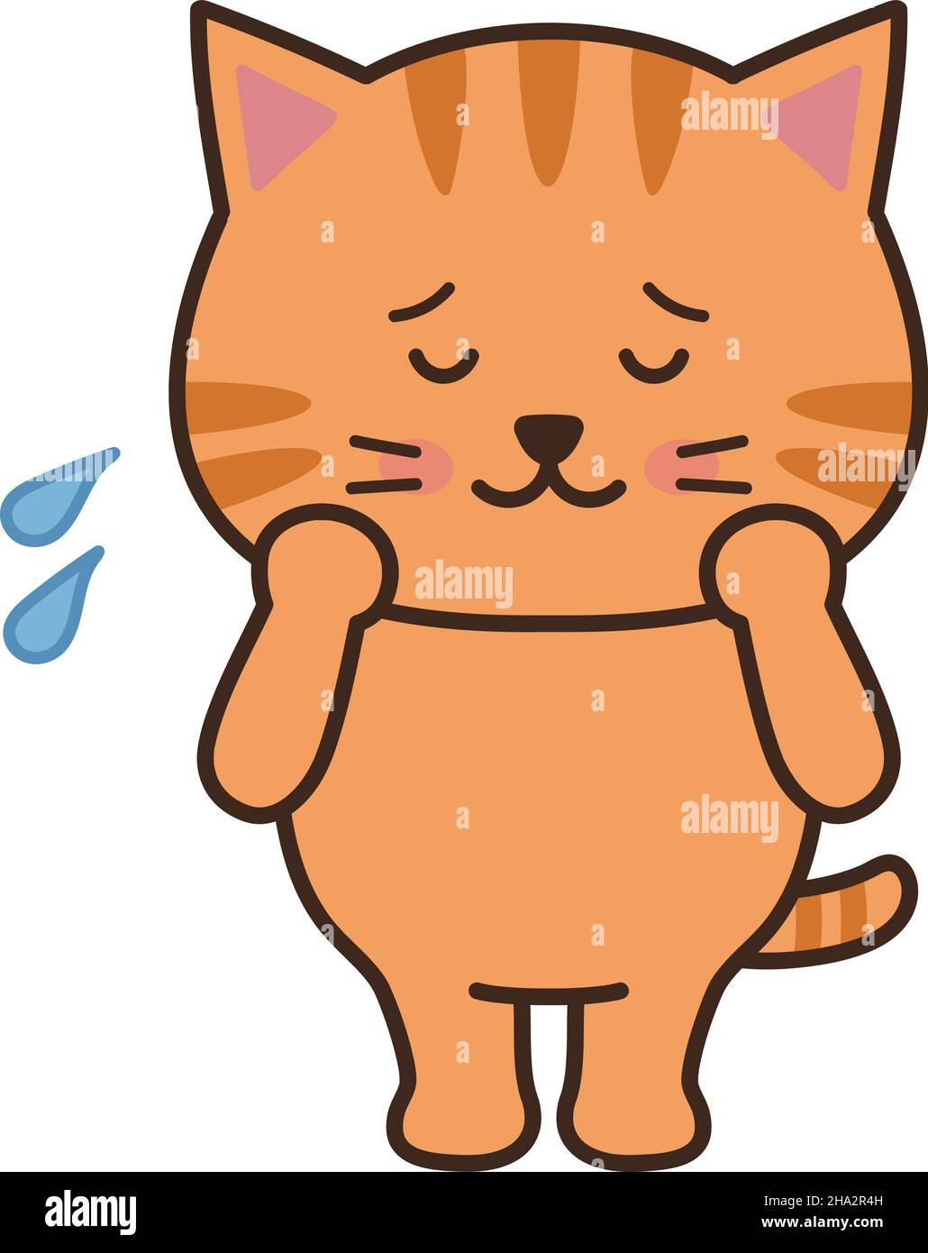 Il gatto tabby temeva qualcosa. Illustrazione vettoriale isolata su sfondo bianco. Illustrazione Vettoriale