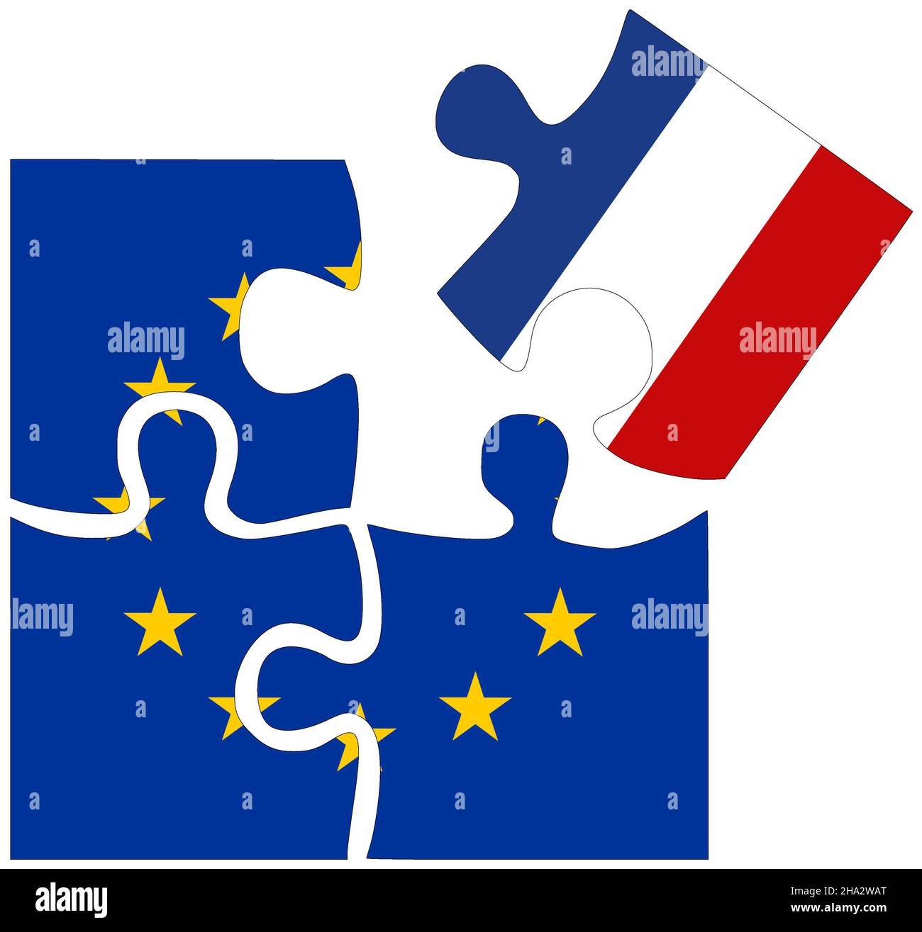 EU - Francia : forme rompicapo con bandiere, simbolo di accordo o amicizia Foto Stock