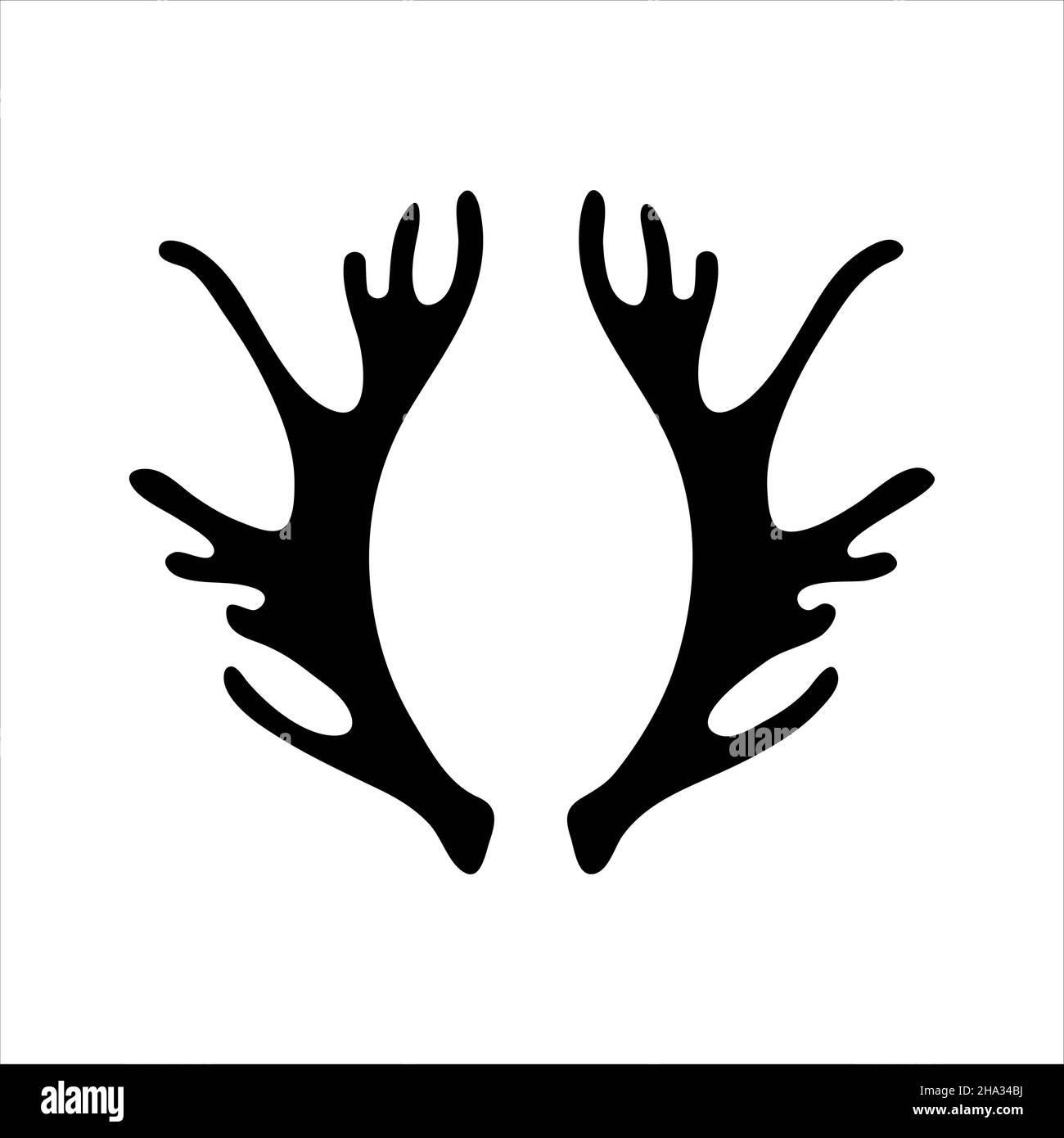 Corna silhouette elk cervi isolato su sfondo bianco. Icona, logo, elemento di design. Illustrazione vettoriale Illustrazione Vettoriale