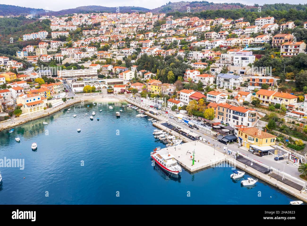 Una vista aerea di Rabac, Istria, Croazia Foto Stock