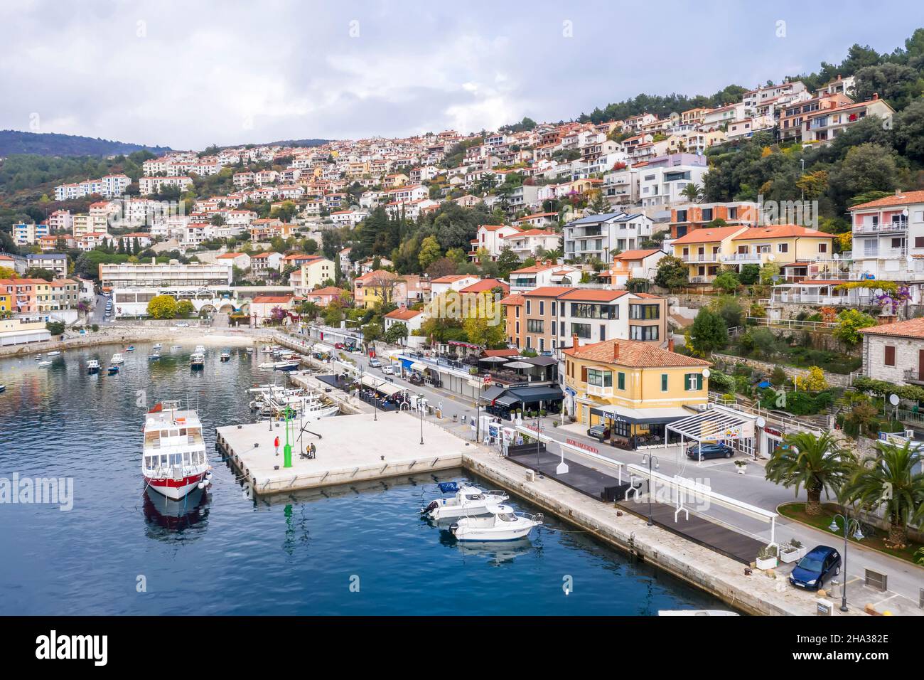 Una vista aerea di Rabac, Istria, Croazia Foto Stock