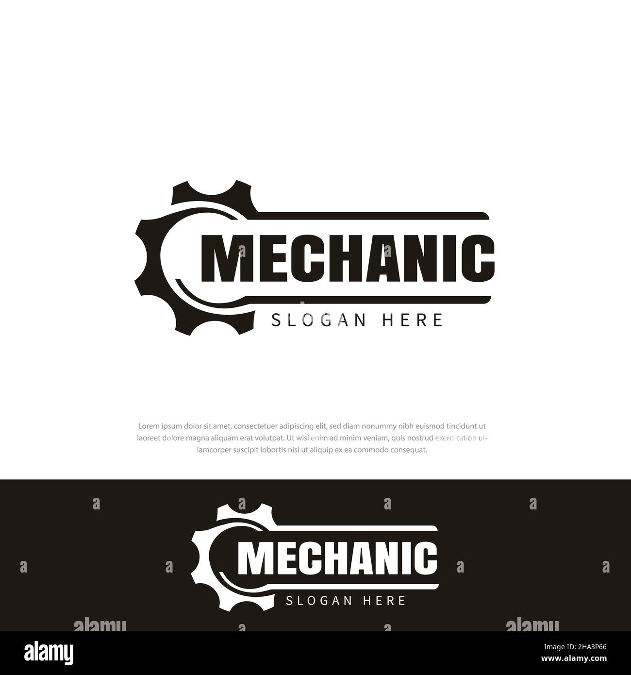 Gear Mechanic nero modello disegno vettoriale logo icona vettore, simbolo, logo simbolo icona modello Illustrazione Vettoriale