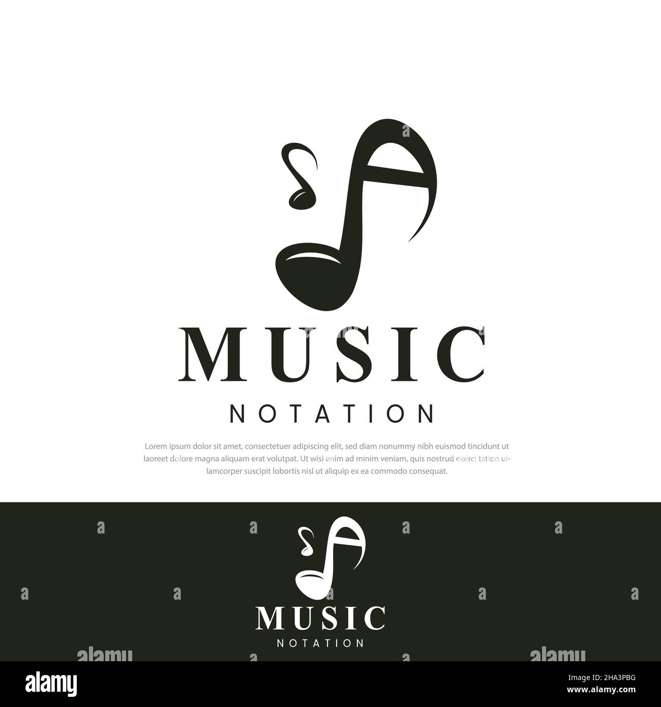 Notazione musicale logo design iniziali Alphabet Un monogramma.segni melodici.simboli di segno musicale.modello design,icone,simboli Illustrazione Vettoriale