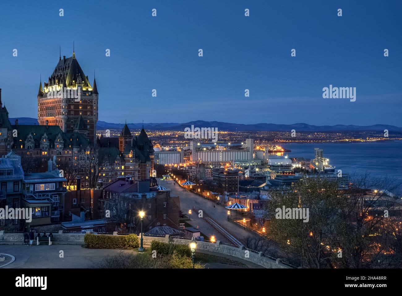 Vista panoramica della città vecchia di Quebec e del fiume St-Lawrence, Quebec, Canada Foto Stock