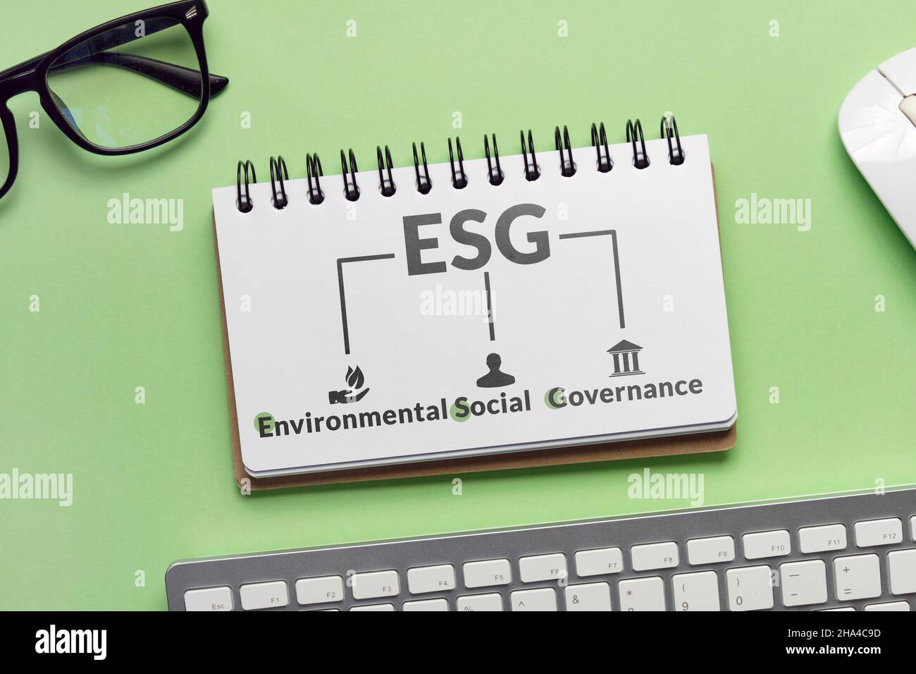 Mappa mentale ESG o governance sociale ambientale. Coinvolgere l'azienda nell'investimento per la conservazione della natura. Foto Stock