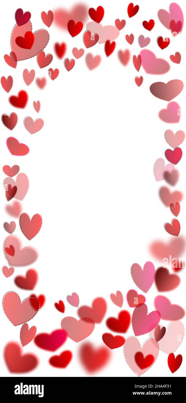I cuori si bordano in verticale su sfondo trasparente. Grafica vettoriale. Sfondo San Valentino con cuori rossi e rosa Illustrazione Vettoriale