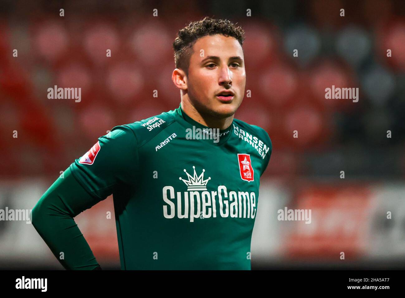 ROTTERDAM, PAESI BASSI - DICEMBRE 10: Portiere Romain Matthys della MVV Maastricht durante la partita Keuken Kampioen Divisie tra Excelsior Rotterdam e MVV Maastricht al Van Donge & De Roo Stadion il 10 Dicembre 2021 a Rotterdam, Paesi Bassi (Foto di Herman Dingler/Orange Pictures) Foto Stock