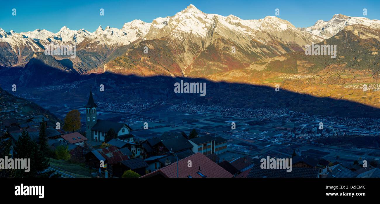 svizzera,cantone del vallese,veysonnaz,umore del mattino Foto Stock