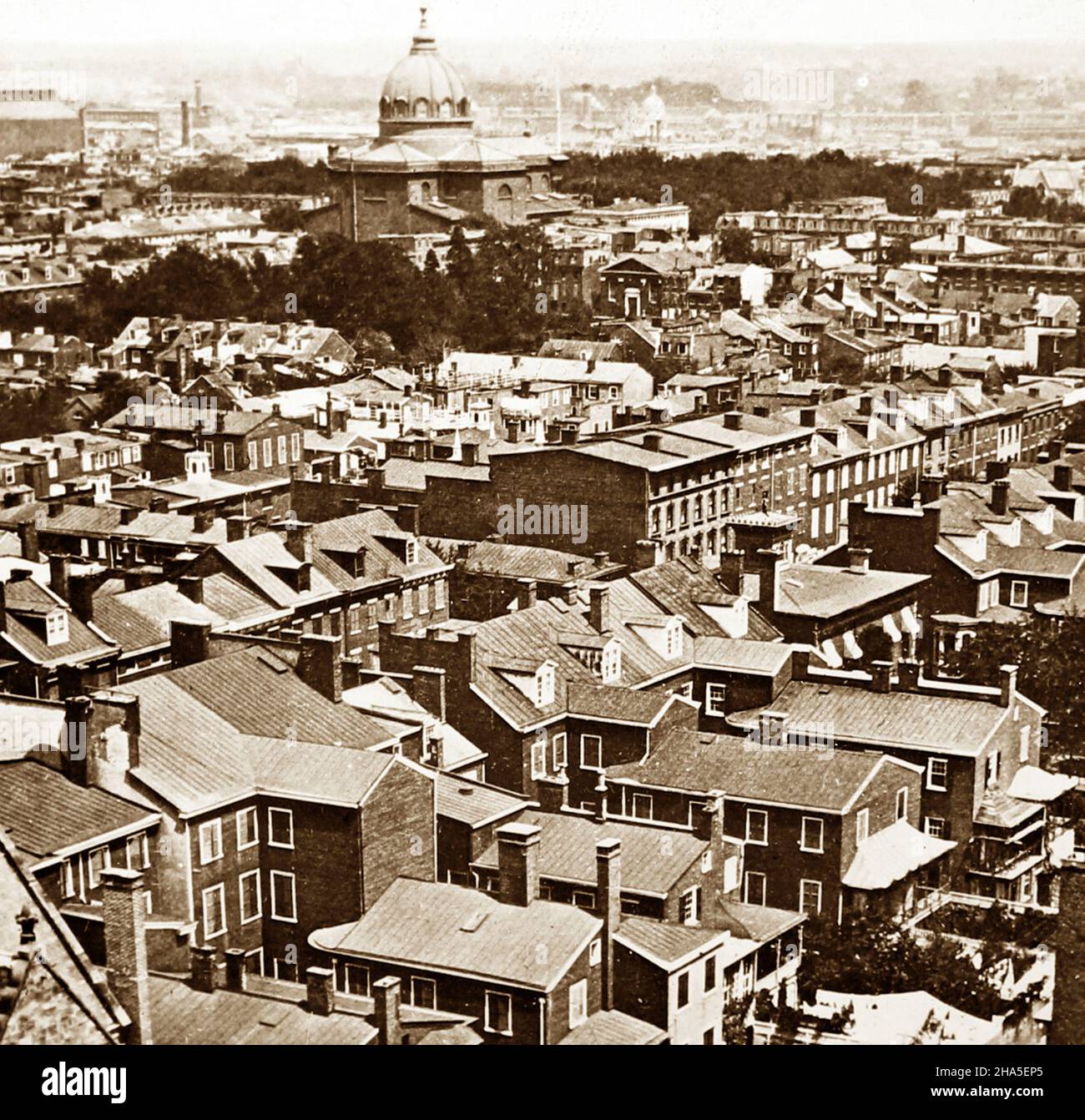 Panorama di Philadelphia, USA, periodo vittoriano Foto Stock