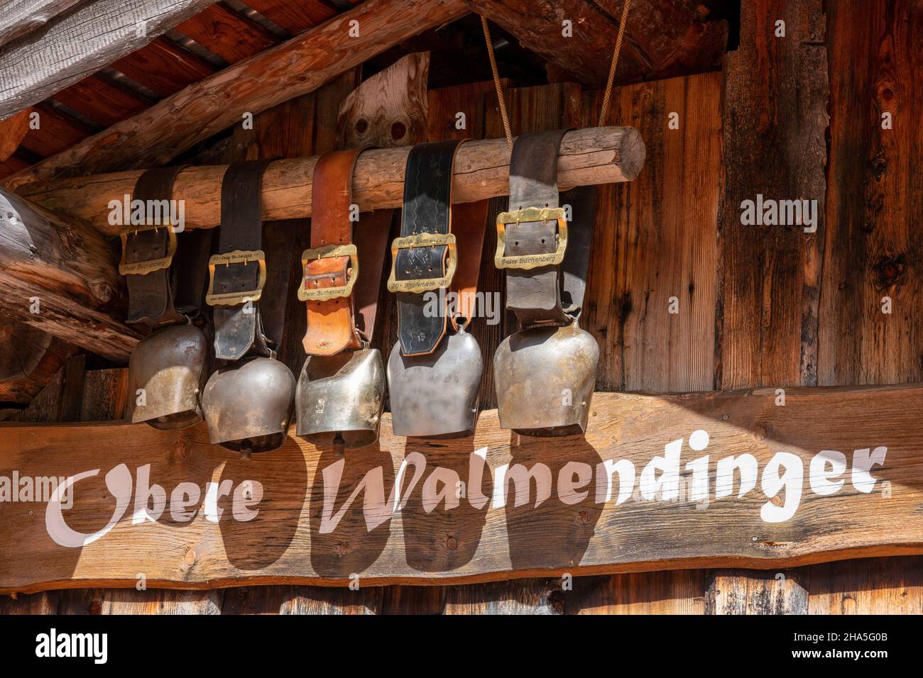 austria, kleinwalsertal, campane sul wallmendinger alpe superiore. Foto Stock