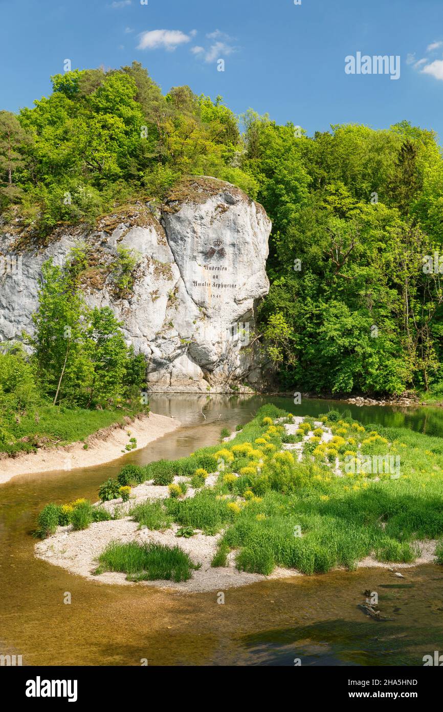 amalienrock (amalienfelsen) princely parco inzighofen, alto danubio parco naturale, alb svevo, baden-württemberg, germania Foto Stock