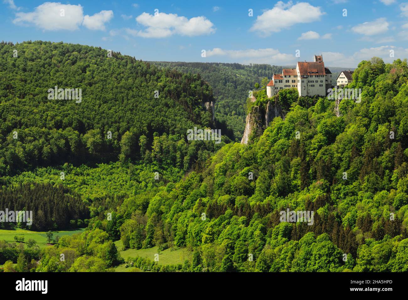 castello di werenwag, hausen an der donau, parco naturale dell'alto danubio, alb svevo, baden-württemberg, germania Foto Stock