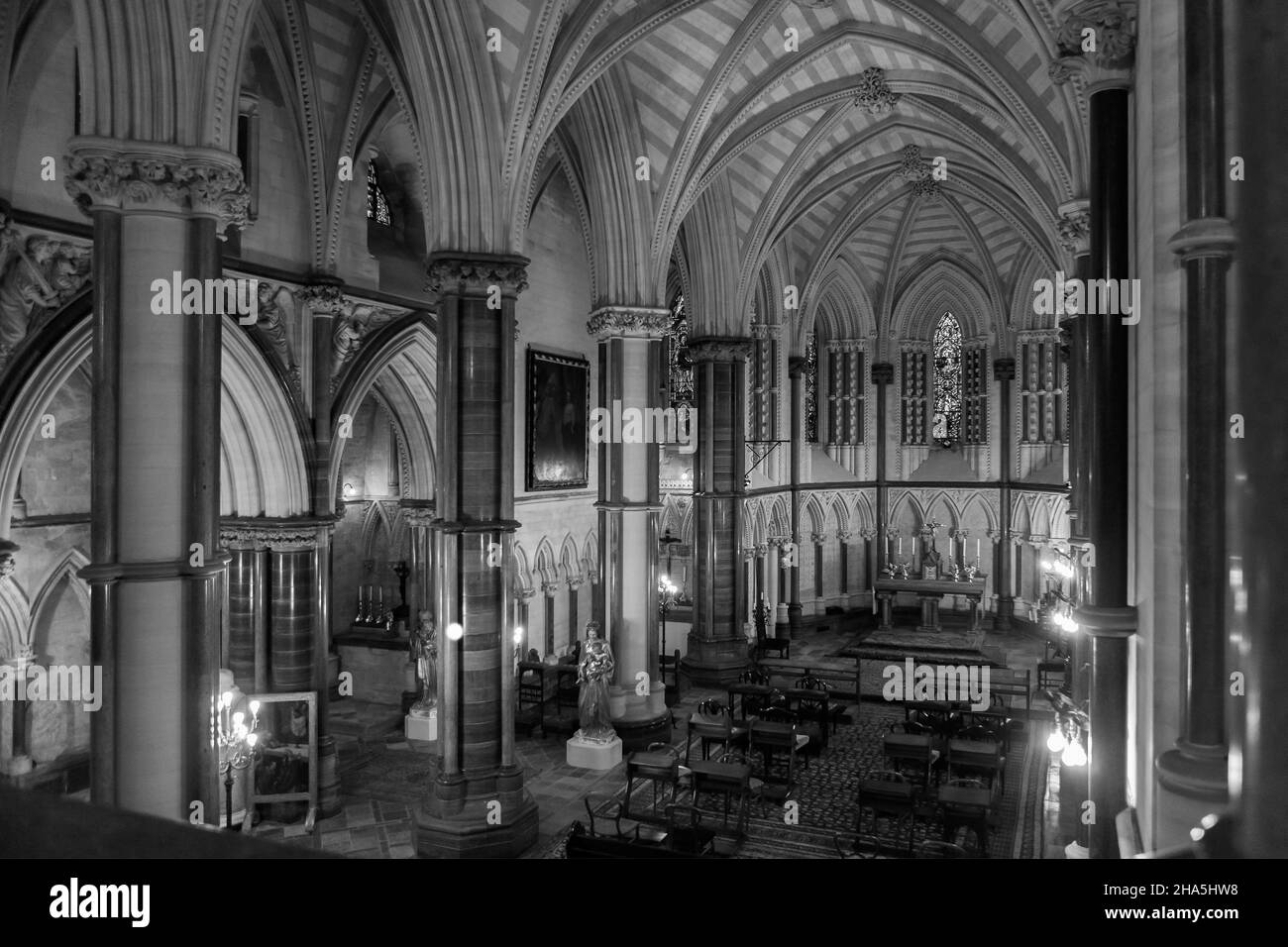 La Cappella privata della Beata Vergine Maria, Castello Arundel, West Sussex, Inghilterra, Regno Unito. Versione in bianco e nero Foto Stock