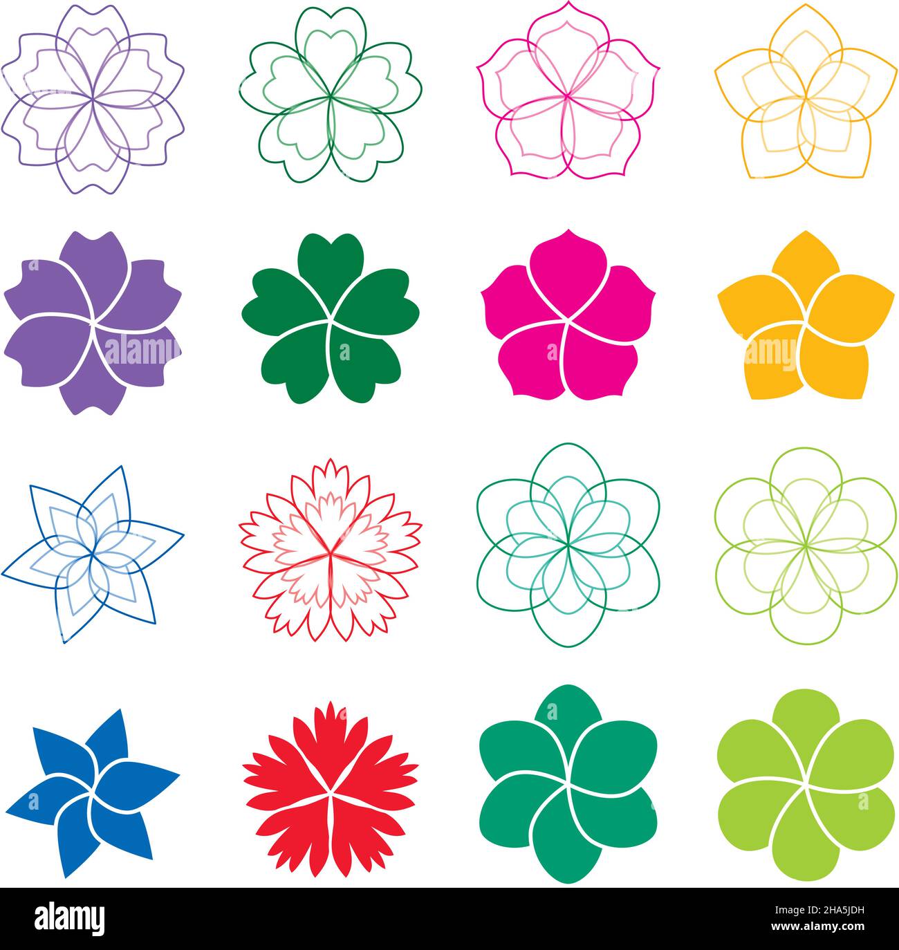Set di fiori, illustrazione vettoriale Illustrazione Vettoriale
