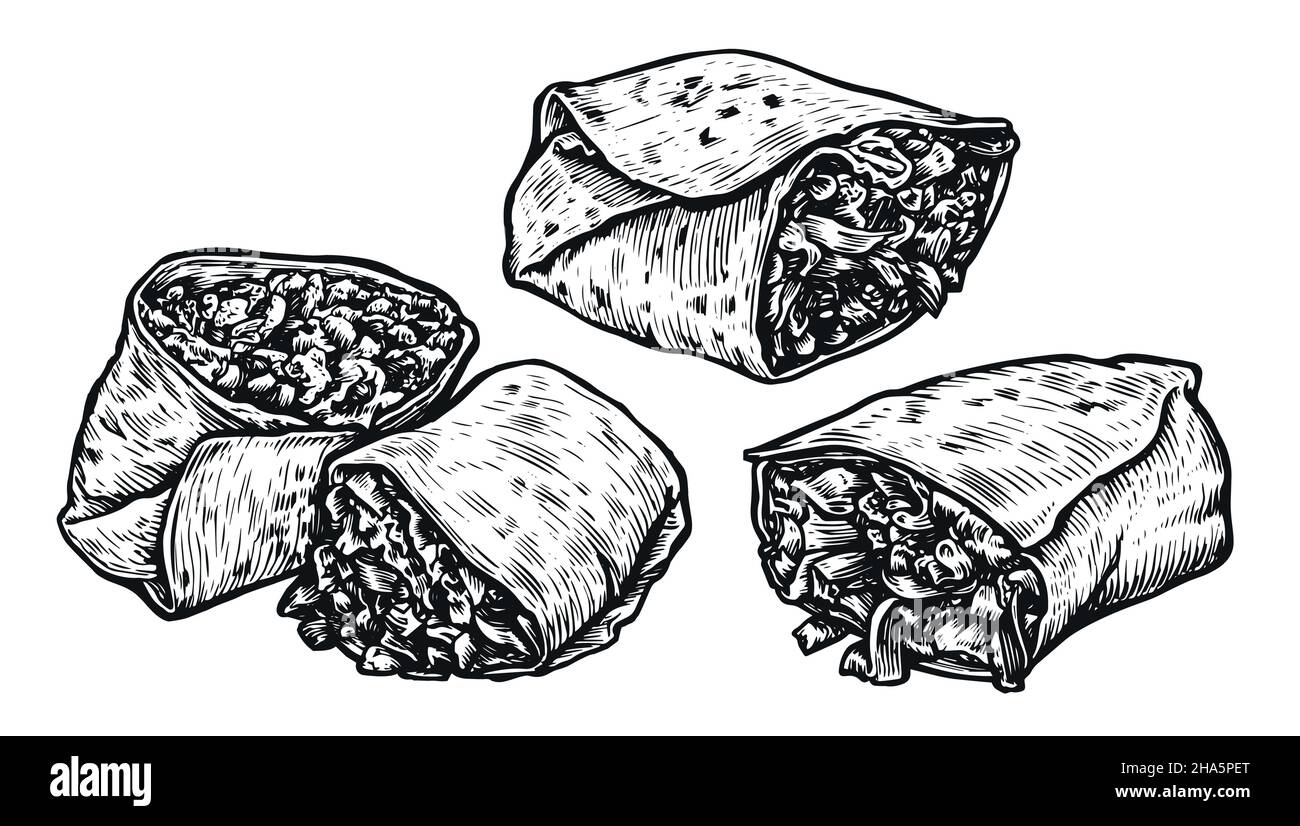 Kebab e shawarma. Cucina turca e araba. Illustrazione del vettore degli alimenti di strada Illustrazione Vettoriale