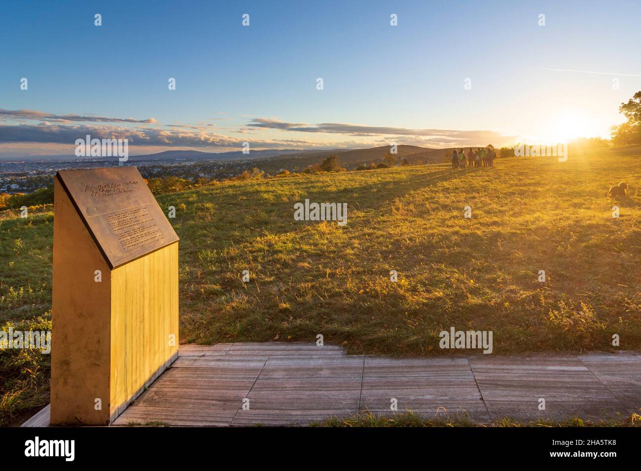 vienna,sigmund freud stele,prato bellevuewiese,vista su vienna,alberi,colori autunnali nel 19. döbling,vienna,austria Foto Stock