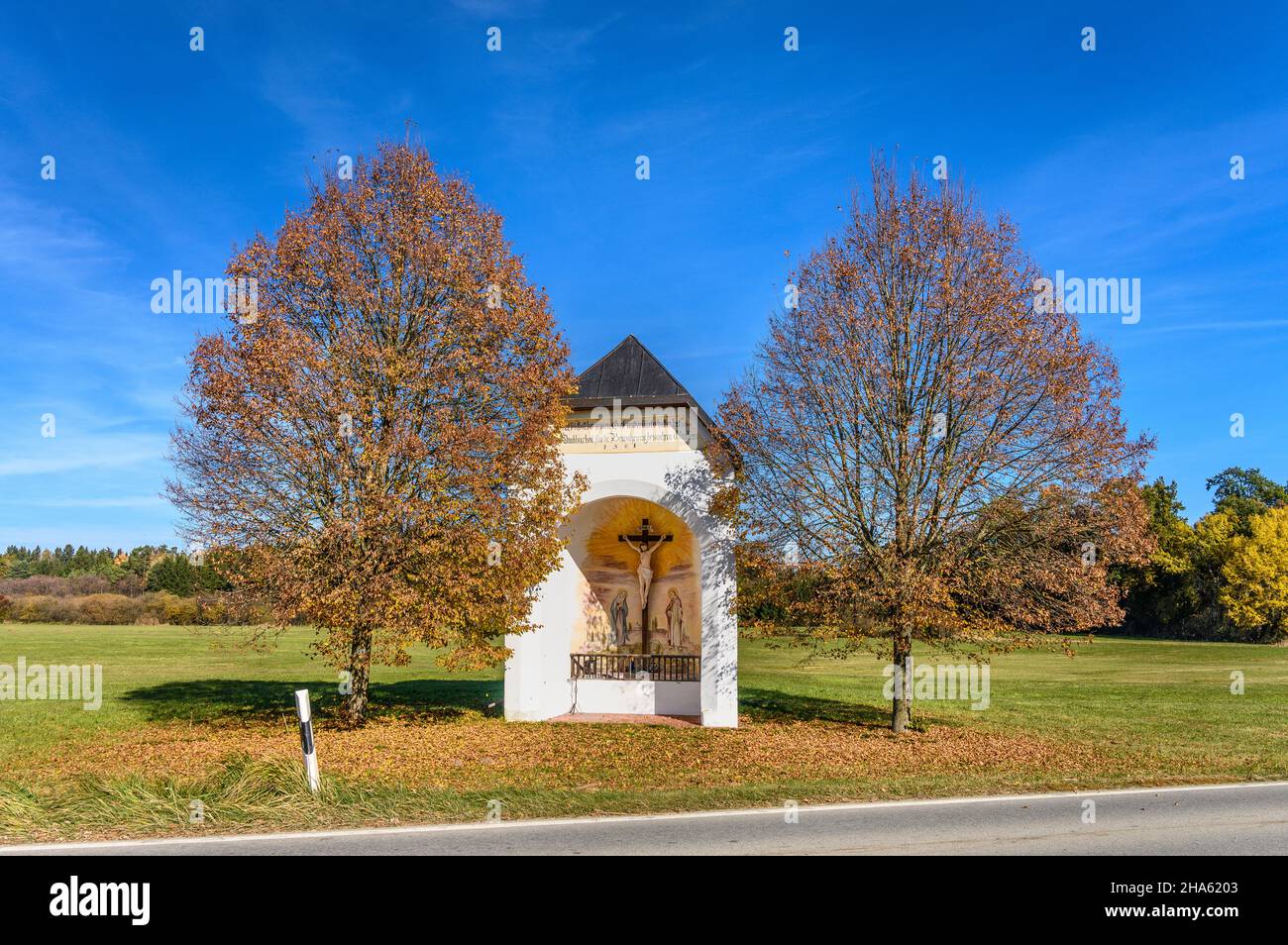 germania,baviera,alta baviera,distretto di rosenheim,tottenhausen,distretto di beyharting,cappella alta, umore autunnale Foto Stock