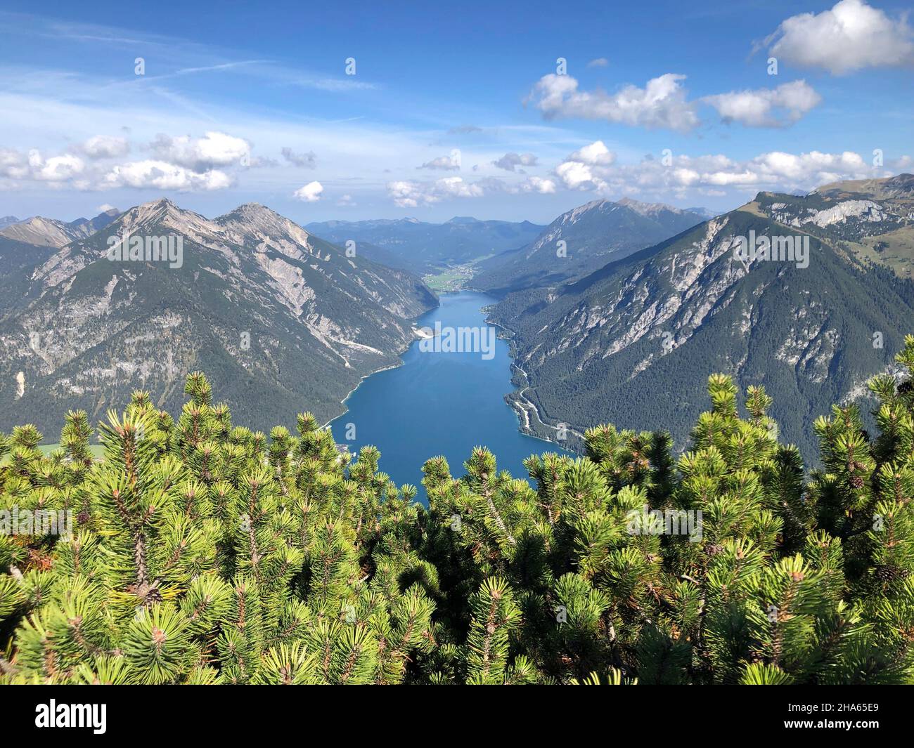 vista da bärenkopf al achensee e nel karwendel, natura, montagne, autunno, montagne karwendel, pertisau, tirolo, austria Foto Stock