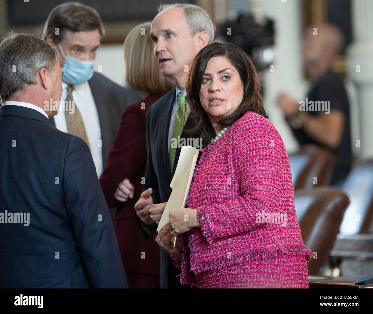 Austin Texas USA, 10 2021 dicembre: La cerimonia di investitura per la nuova Corte Suprema del Texas, Rebecca A. Huddle, al Campidoglio del Texas. Huddle è stato in tribunale per un anno, ma la sua cerimonia formale di giuramento è stata ritardata a causa dei protocolli COVID. Credit: Bob Daemmrich/Alamy Live News Foto Stock