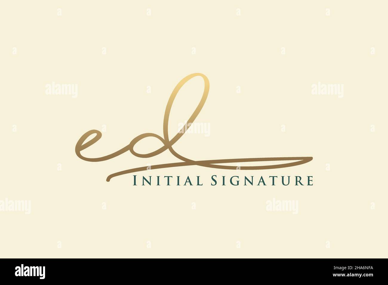 Modello di logo con firma ed Letter elegante logo di design. Disegno a mano Calligraphy Lettering Vector Illustration. Illustrazione Vettoriale