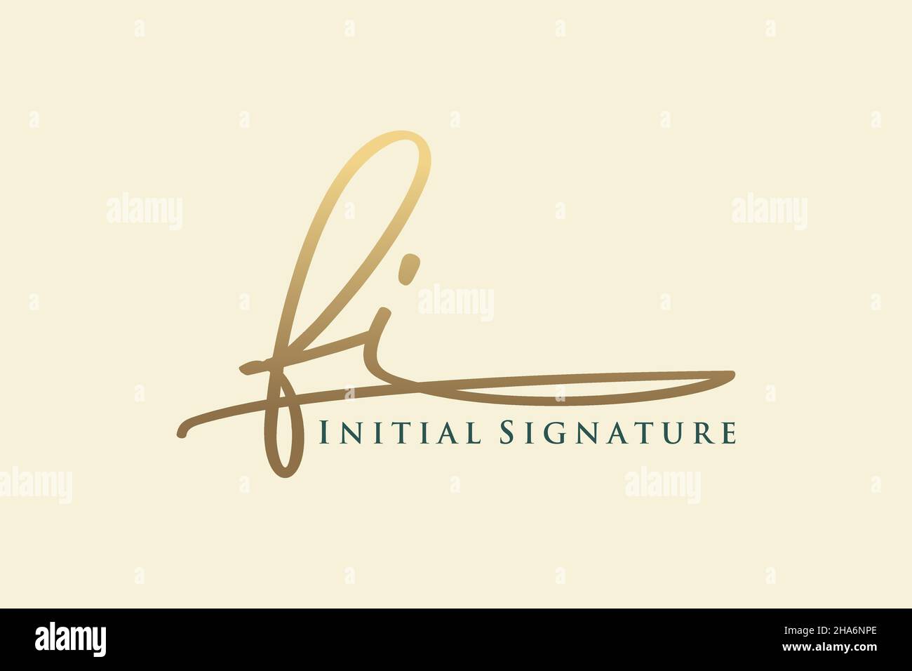 MODELLO DI logo firmato CON LETTERA FI elegante logo di design. Disegno a mano Calligraphy Lettering Vector Illustration. Illustrazione Vettoriale