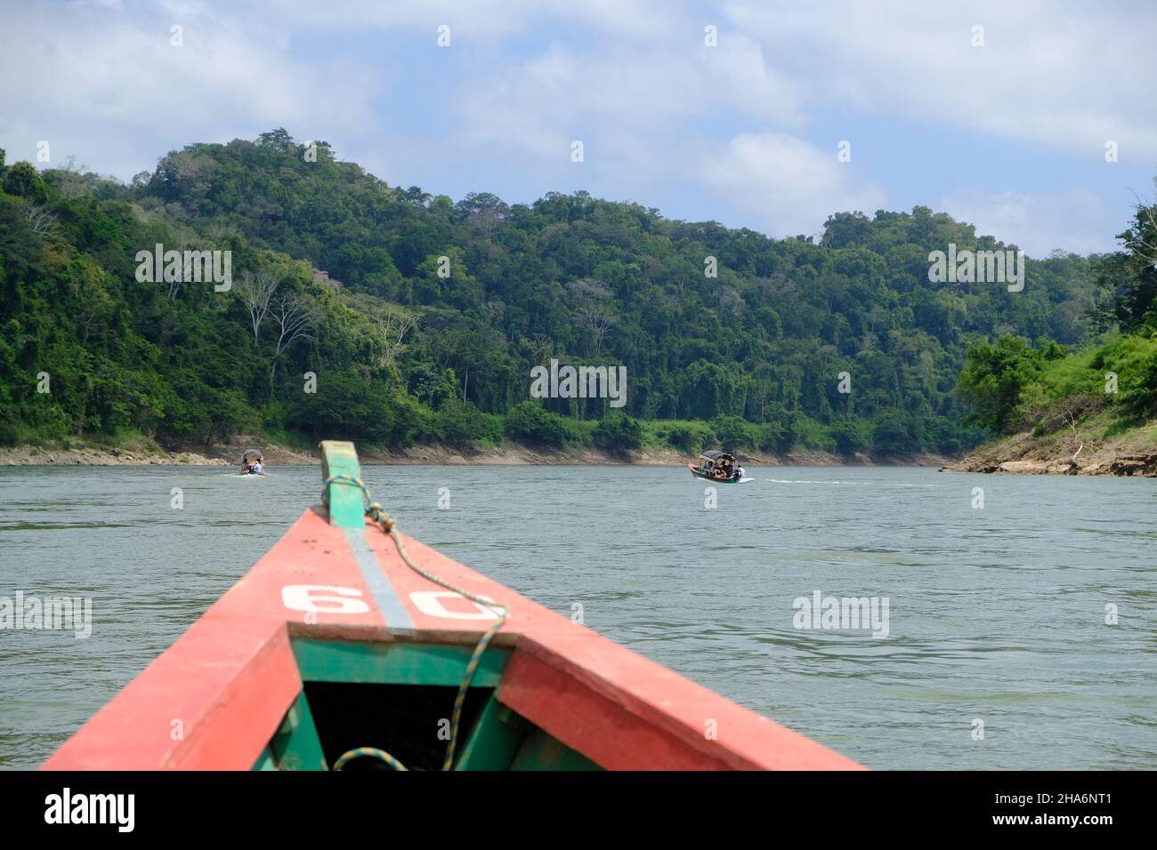 Messico Frontera Corozal fiume Usumacinta - Tour al sito archeologico di Yaxchilan Foto Stock