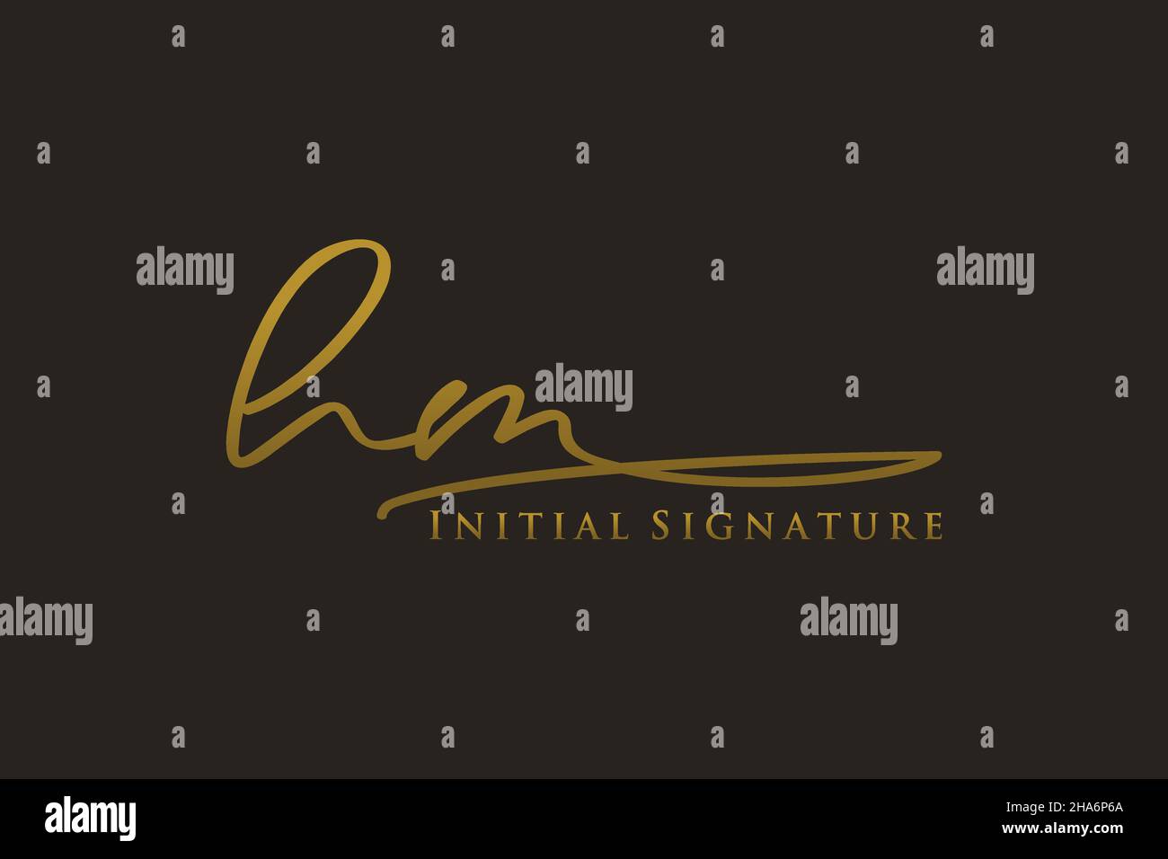 HM Letter Signature Logo Template elegante logo di design. Disegno a mano Calligraphy Lettering Vector Illustration. Illustrazione Vettoriale