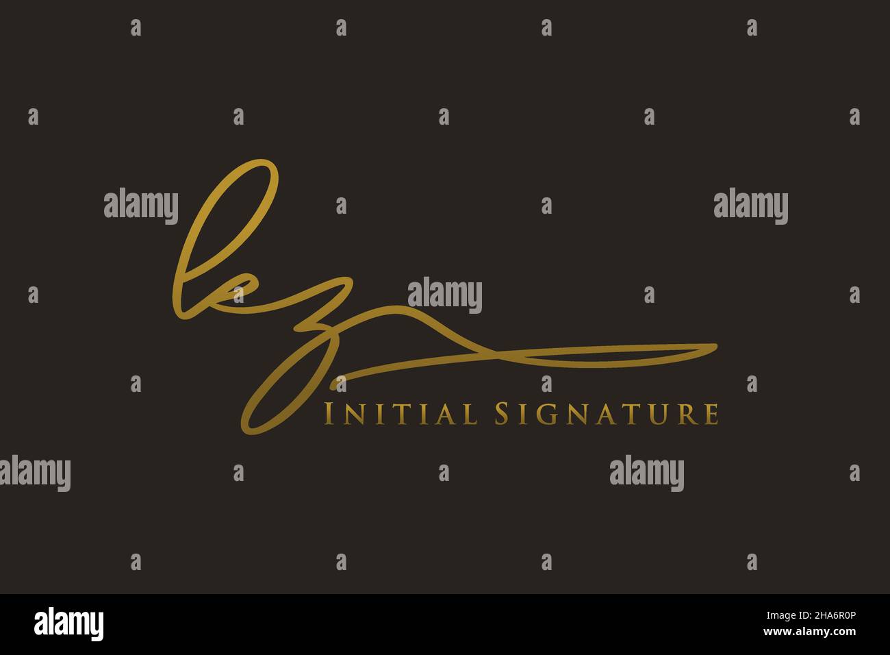 Modello con logo firmato KZ Letter Logo elegante. Disegno a mano Calligraphy Lettering Vector Illustration. Illustrazione Vettoriale