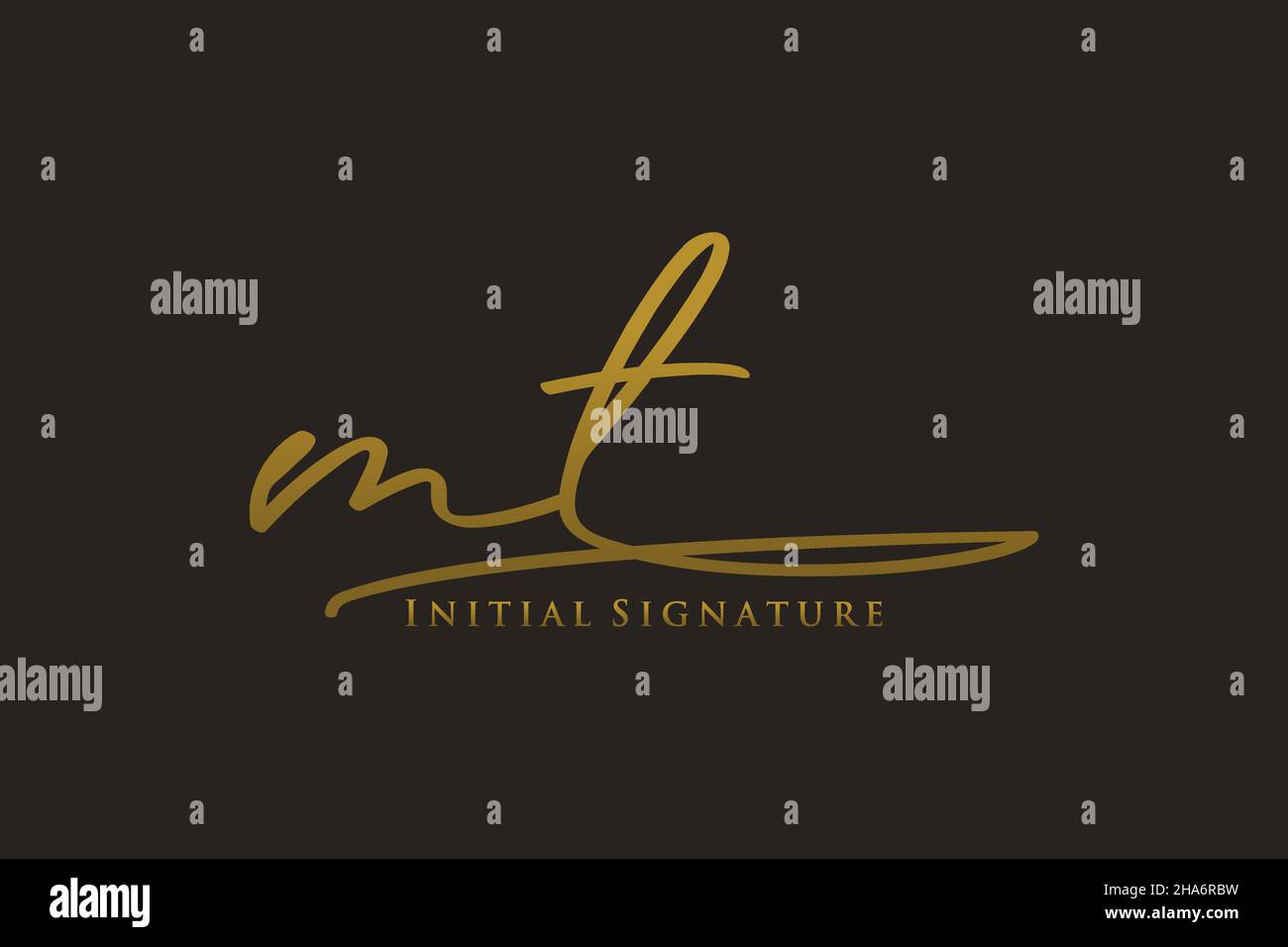 LOGO MT Letter Signature Template elegante. Disegno a mano Calligraphy Lettering Vector Illustration. Illustrazione Vettoriale