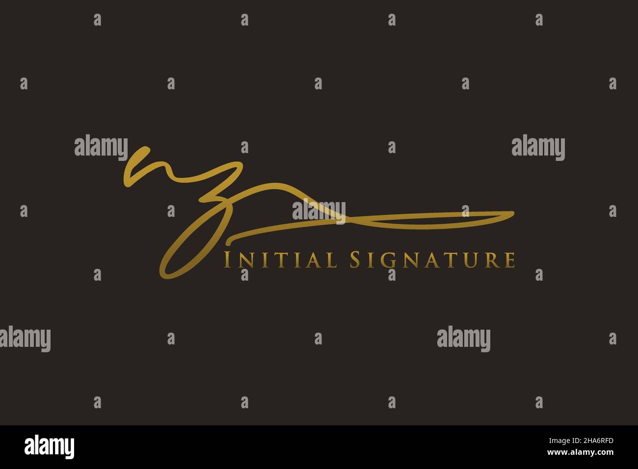 Modello con logo firmato NZ Letter Logo elegante. Disegno a mano Calligraphy Lettering Vector Illustration. Illustrazione Vettoriale