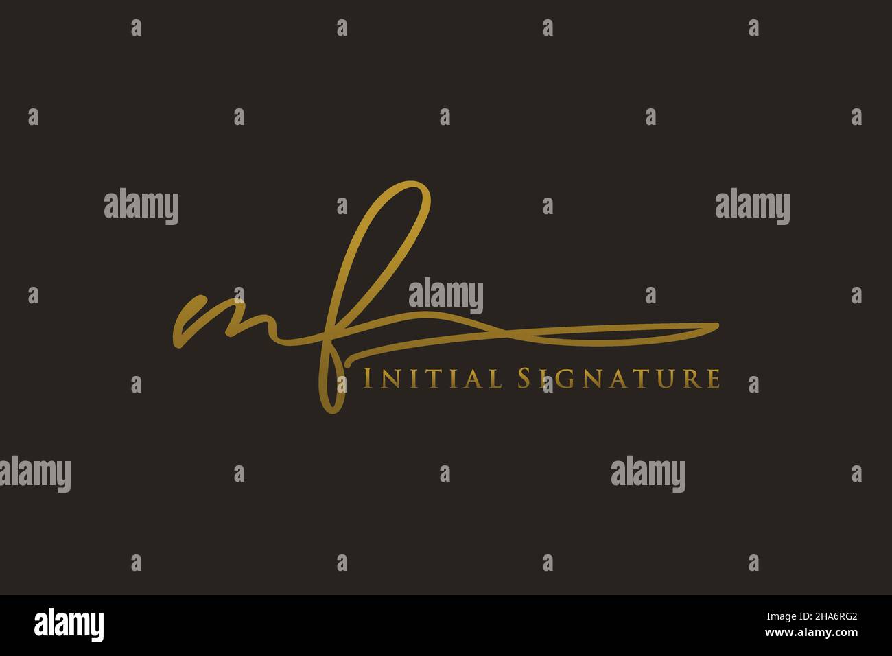Logo MF Letter Signature Template dal design elegante. Disegno a mano Calligraphy Lettering Vector Illustration. Illustrazione Vettoriale