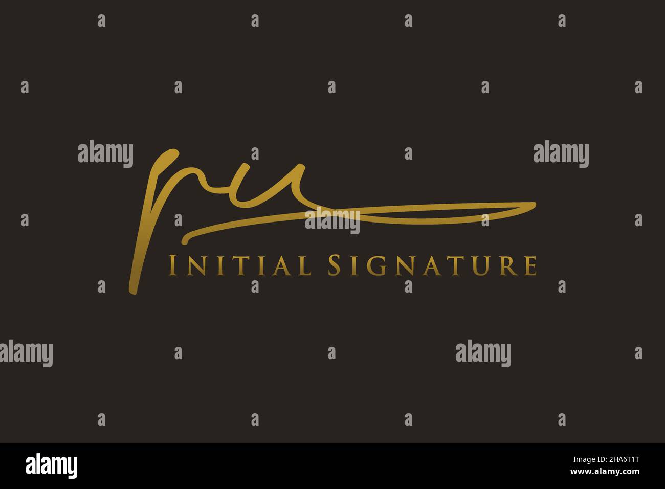 Logo PU Letter Signature Template elegante design logo. Disegno a mano Calligraphy Lettering Vector Illustration. Illustrazione Vettoriale
