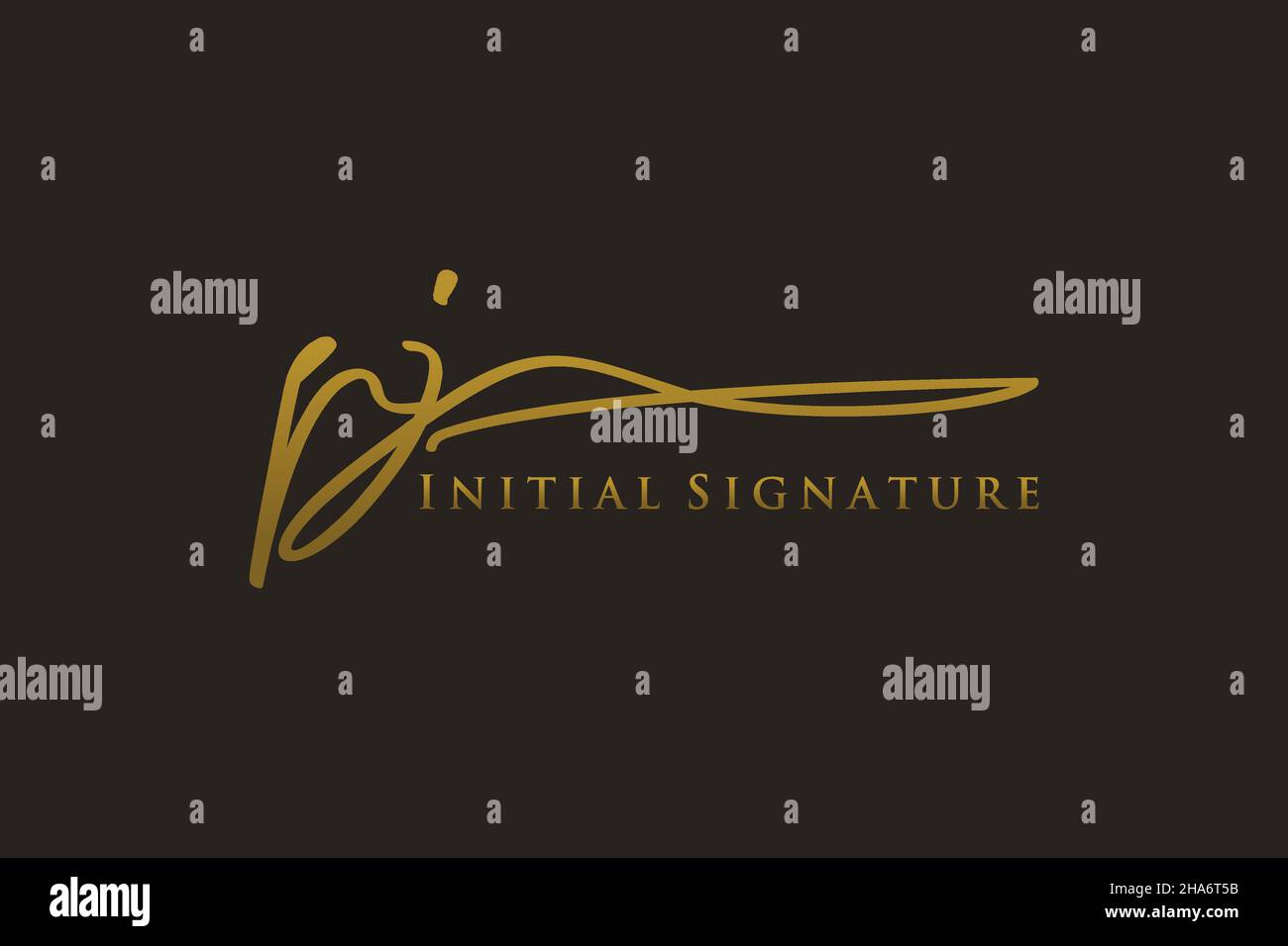 Modello con logo PJ Letter Signature Logo elegante. Disegno a mano Calligraphy Lettering Vector Illustration. Illustrazione Vettoriale
