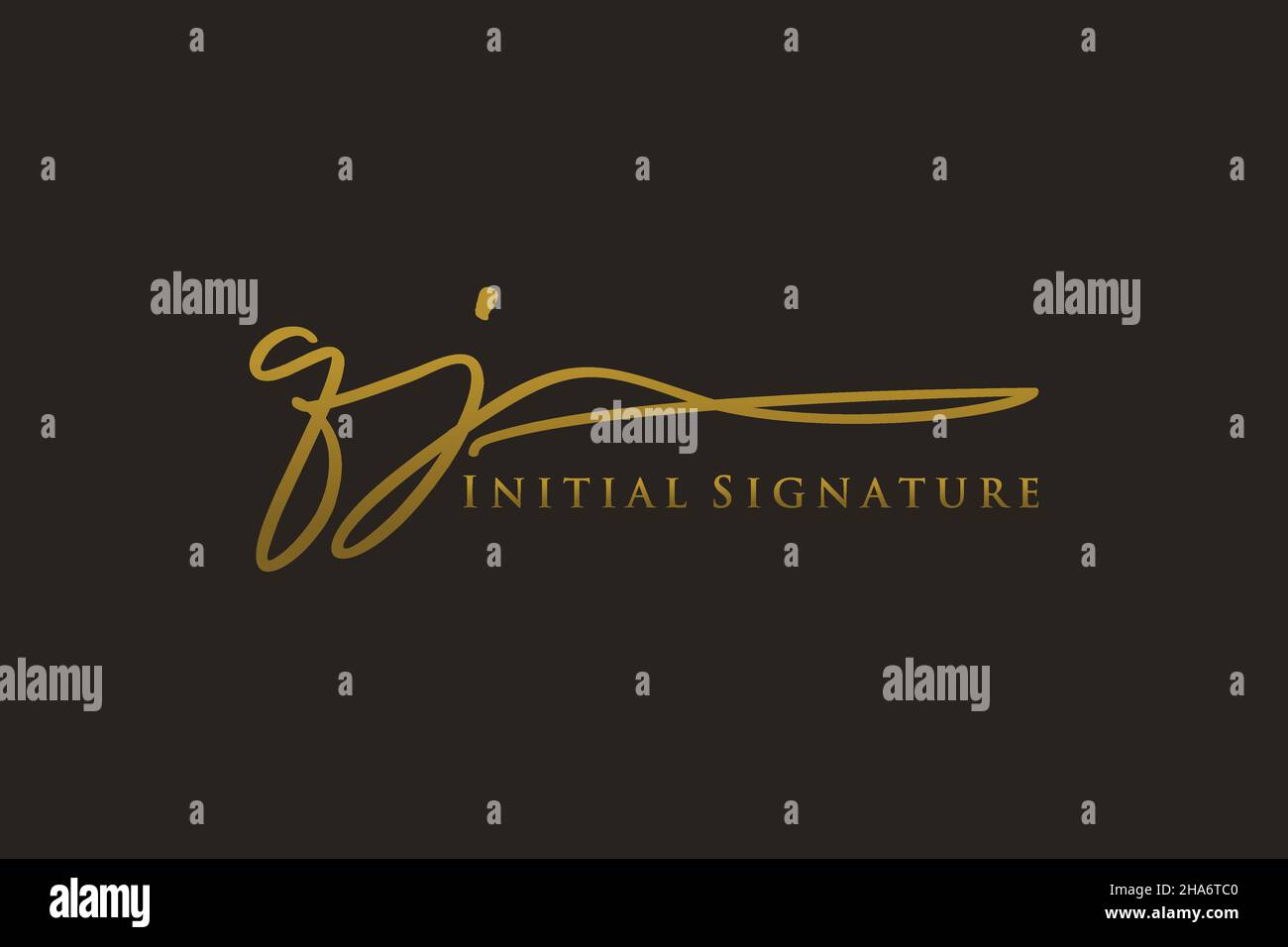 Modello DI logo con firma QJ Letter elegante logo di design. Disegno a mano Calligraphy Lettering Vector Illustration. Illustrazione Vettoriale