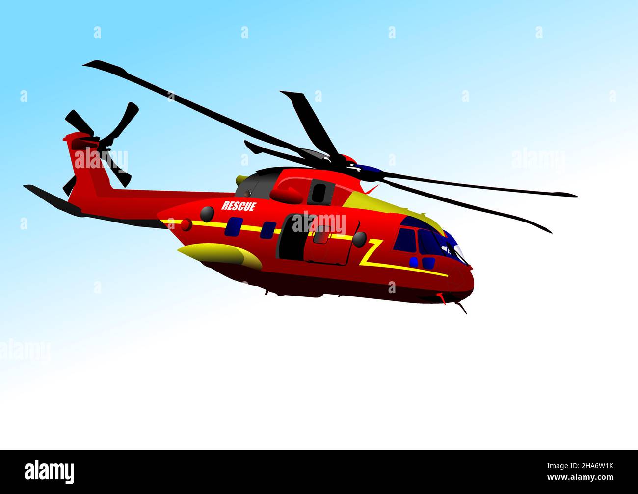 Ambulanza elicottero rosso. Illustrazione vettoriale 3d Illustrazione Vettoriale